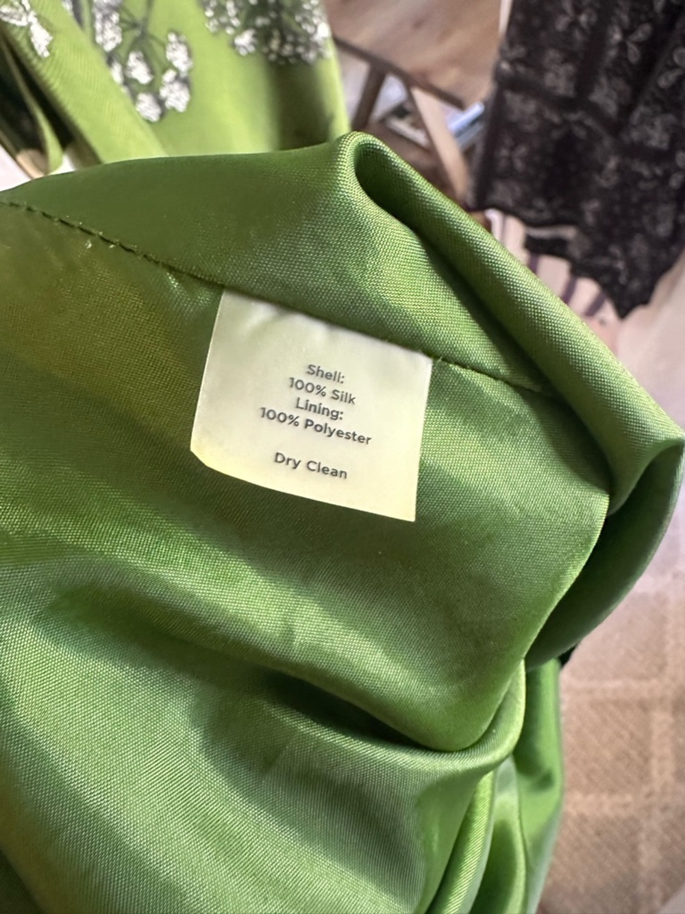 Talbots 100% Silk Olive Green Floral V-Neck Midi Dress with Belt - Picture 6 of 6